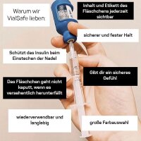 VIAL SAFE - Silikon-Schutzhülle für Insulinflaschen (2 Stück, 10 ml) | Hellblau-Batik