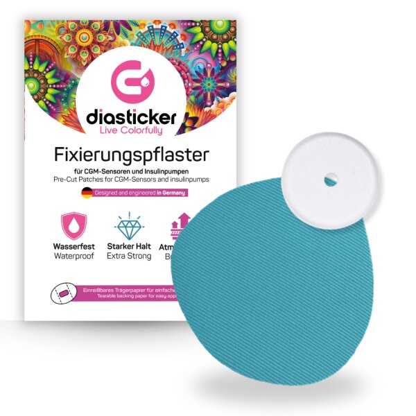 Freestyle Libre 2 Sensorschutz - Cover Weiß mit 10 Overpatches XL (Hellblau)