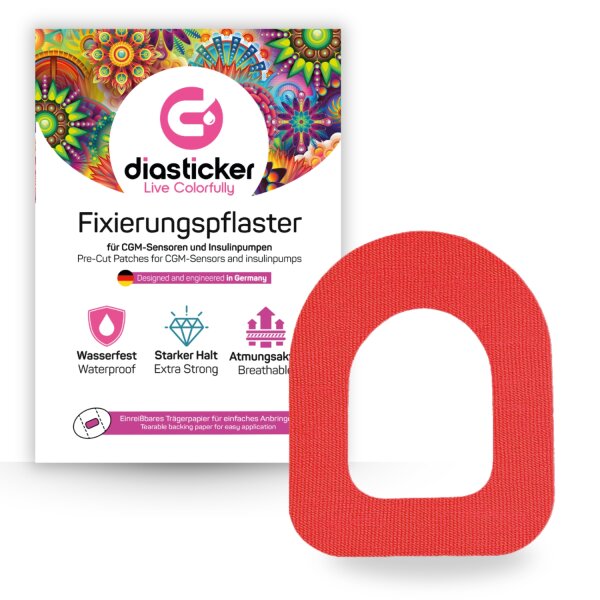 Omnipod Fixierpflaster - 10 Stück, Rot