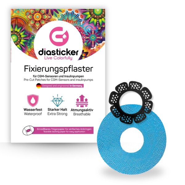 Freestyle Libre (1 & 2) - LibreProtect (Schwarz) + 10 Pflaster (Hellblau)