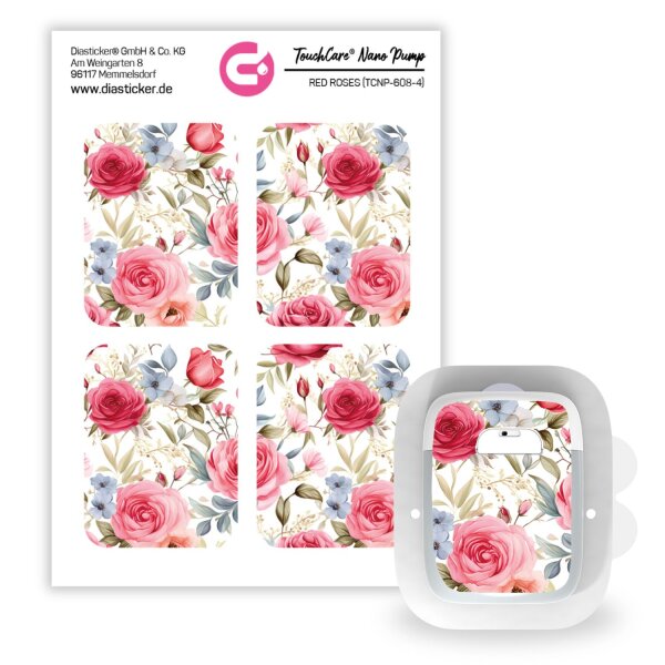 TouchCare Nano Pump Sticker - "Red Roses" (4er Set)