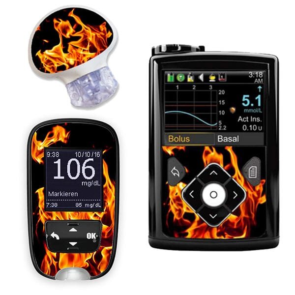 Stickerset für Minimed, Guardian und Accu-Chek Guide - Flames