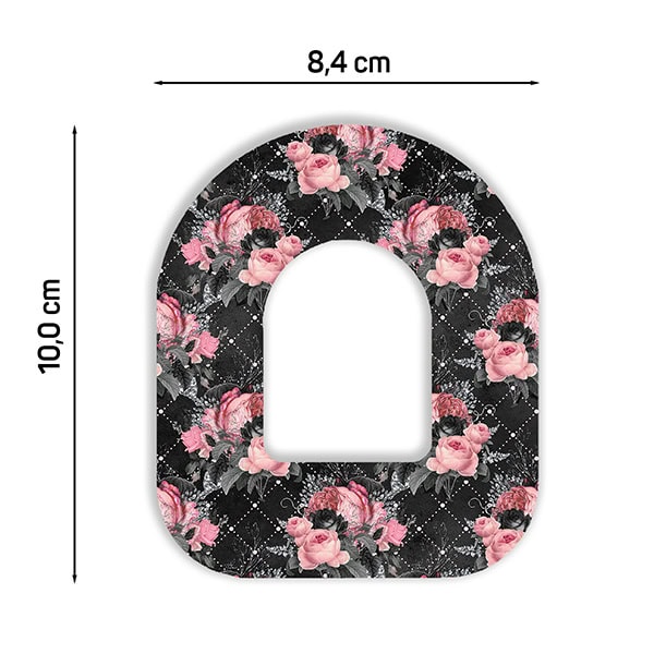 Omnipod Pflaster Tapes Fixierung bunt mit Motiv blumen schwarz rosa für Patchpumpe